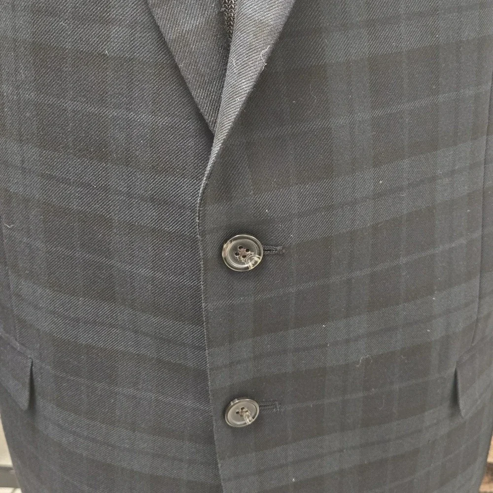 Vtg Chaps Men's 46R Holiday Tartan Plaid Green and Blue Blazer Suit Jacket NICE!